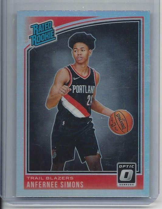 ANFERNEE SIMONS 2018-19 DONRUSS OPTIC SILVER HOLO RATED ROOKIE RC #186