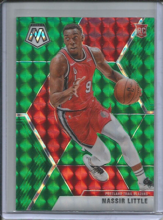 NASSIR LITTLE 2019-20 PANINI MOSAIC GREEN PRIZM ROOKIE RC BLAZERS #247