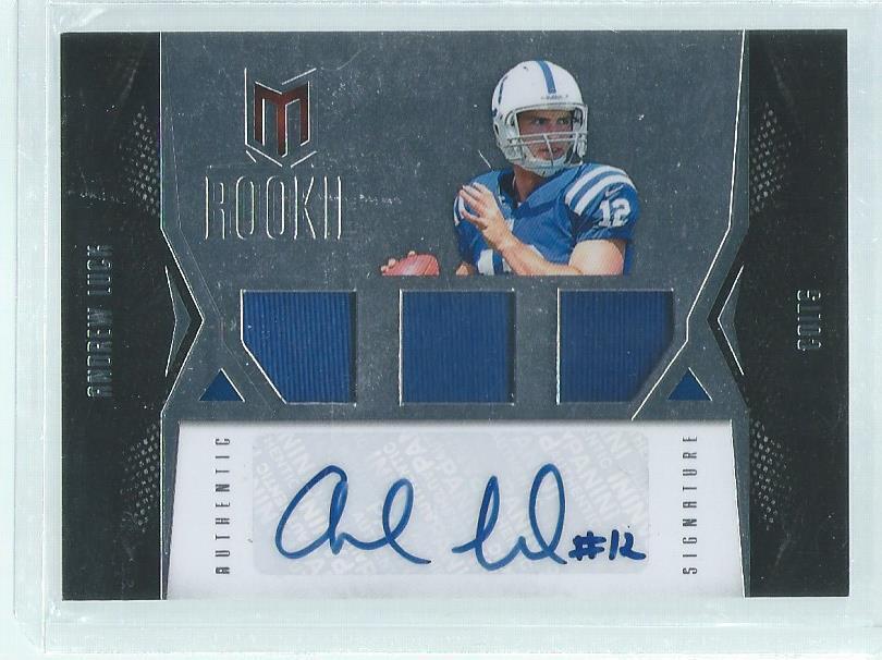 ANDREW LUCK 2012 PANINI MOMENTUM ROOKIE TRIPLE JERSEY AUTO RC #D 47/399