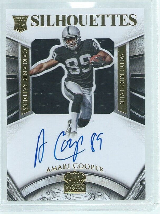 AMARI COOPER 2015 CROWN ROYALE GOLD SILHOUETTE JERSEY ON CARD AUTO RC #D /30
