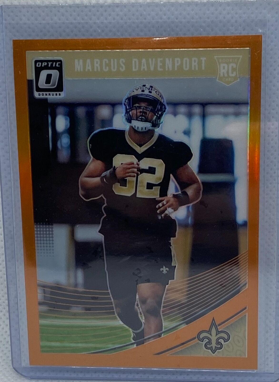 MARCUS DAVENPORT 2018 PANINI DONRUSS OPTIC ORANGE HOLO PRIZM RC #D 30/199