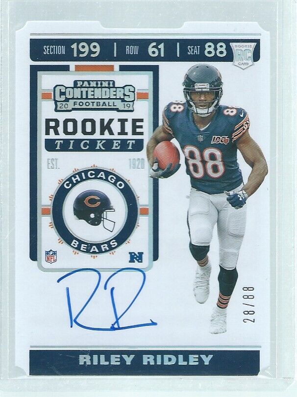 RILEY RIDLEY 2019 CONTENDERS ROOKIE TICKET STUB DIE CUT ON CARD AUTO RC #D /88