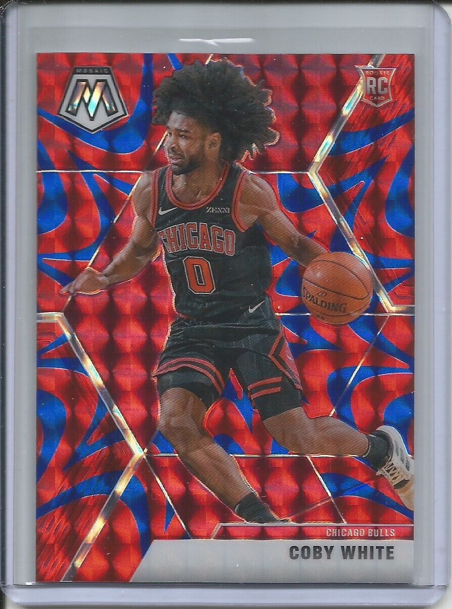 COBY WHITE 2019-20 PANINI MOSAIC REACTIVE BLUE PRIZM ROOKIE RC #211