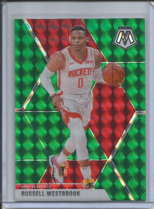 RUSSELL WESTBROOK 2019-20 PANINI MOSAIC GREEN PRIZM ROCKETS #134