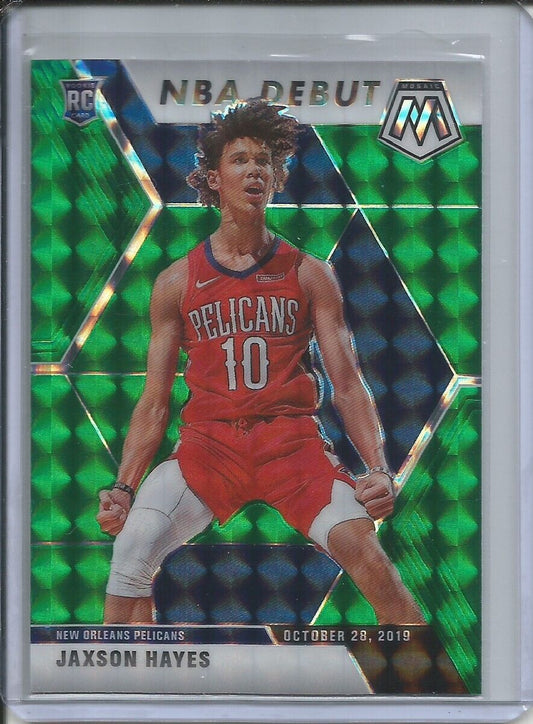 JAXSON HAYES 2019-20 PANINI MOSAIC NBA DEBUT GREEN PRIZM ROOKIE RC PELICANS #267