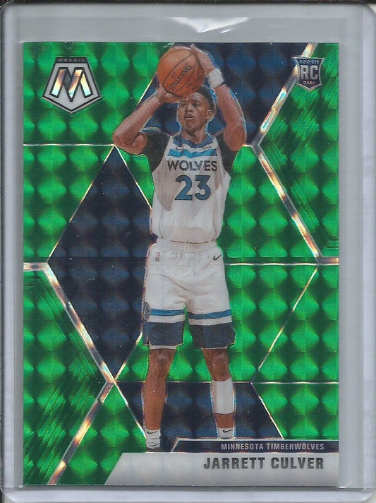 JARRETT CULVER 2019-20 PANINI MOSAIC GREEN PRIZM ROOKIE RC TIMBERWOLVES #201