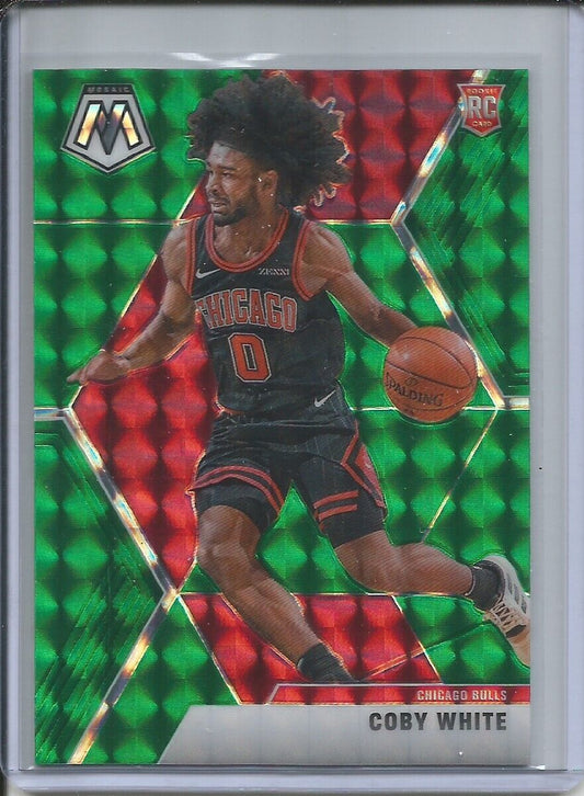 COBY WHITE 2019-20 PANINI MOSAIC GREEN PRIZM ROOKIE RC #211