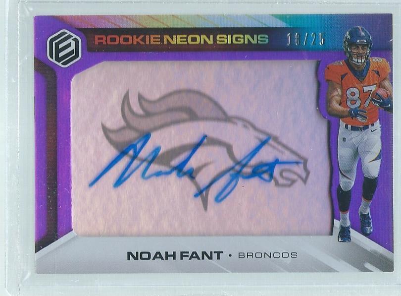 NOAH FANT 2019 PANINI ELEMENTS ROOKIE NEON SIGNS PURPLE ON CARD AUTO RC #D 18/25
