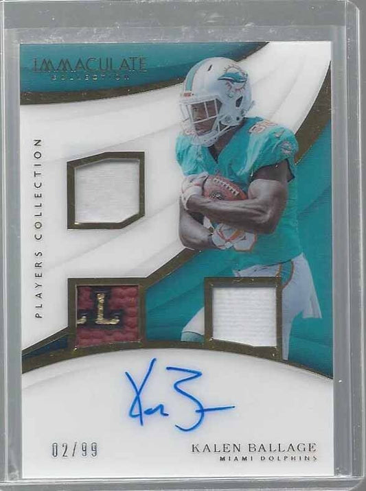 KALEN BALLAGE 2018 IMMACULATE ACETATE TRIPLE PATCH AUTO RC #D 2/99