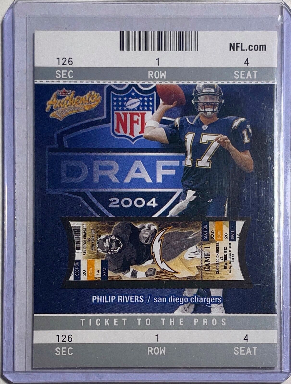PHILIP RIVERS 2004 FLEER AUTHENTIX DRAFT TICKET TO THE PROS ROOKIE RC #D 422/750