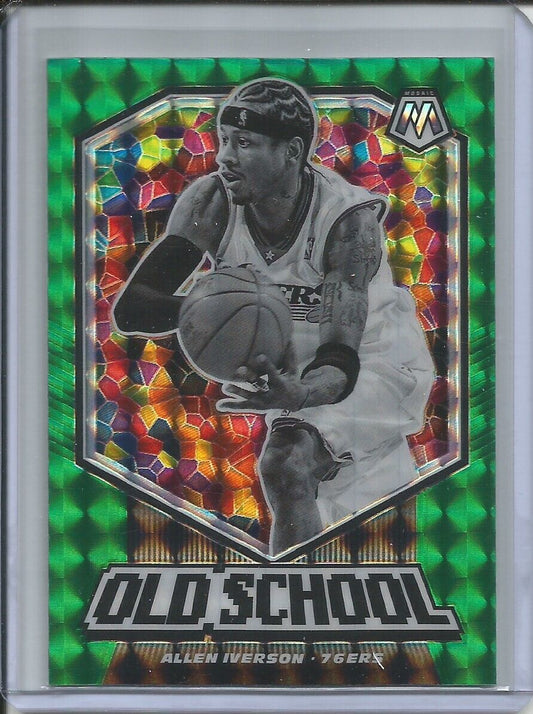 ALLEN IVERSON 2019-20 PANINI MOSAIC OLD SCHOOL GREEN PRIZM 76ERS #14