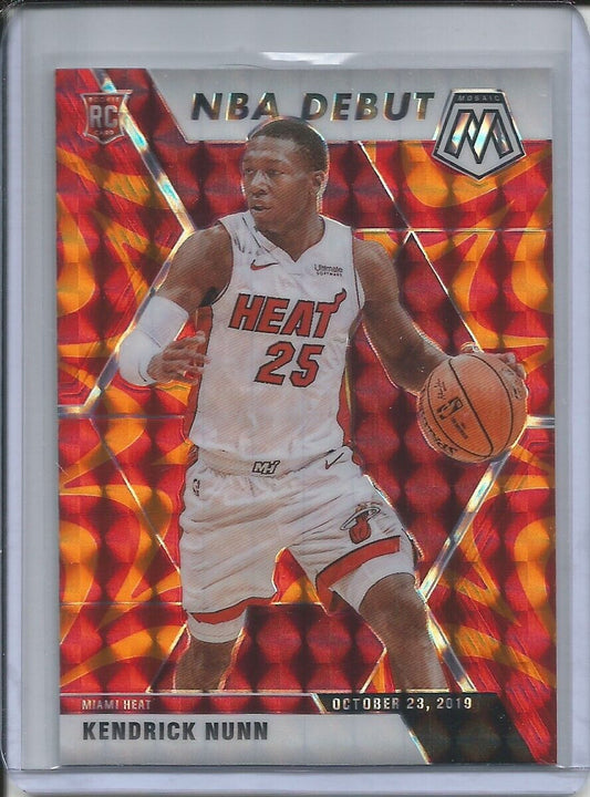KENDRICK NUNN 2019-20 PANINI MOSAIC NBA DEBUT REACTIVE ORANGE PRIZM ROOKIE RC