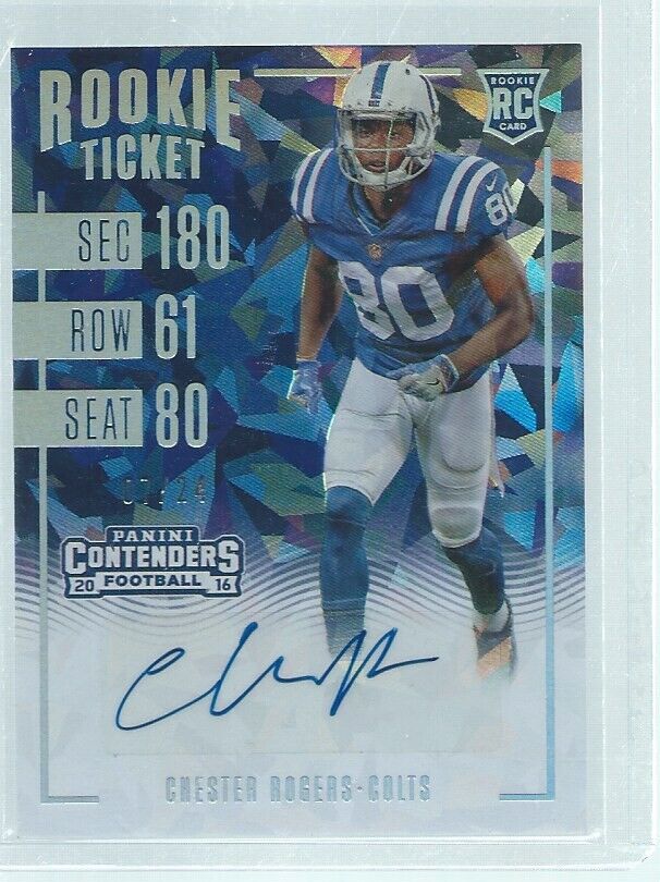 CHESTER ROGERS 2016 PANINI CONTENDERS ROOKIE TICKET AUTO CRACKED ICE RC #D 7/24