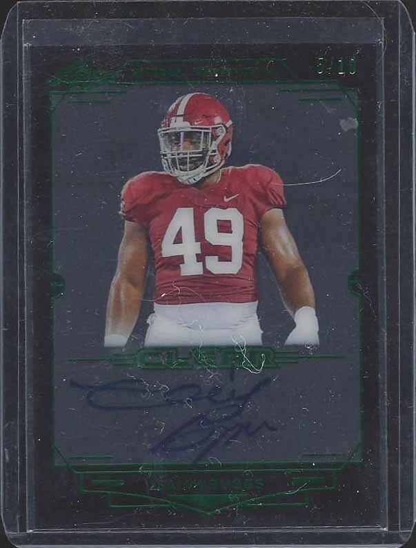 ISAIAH BUGGS 2019 LEAF TRINITY CLEAR GREEN ON CARD AUTO RC #D 5/10