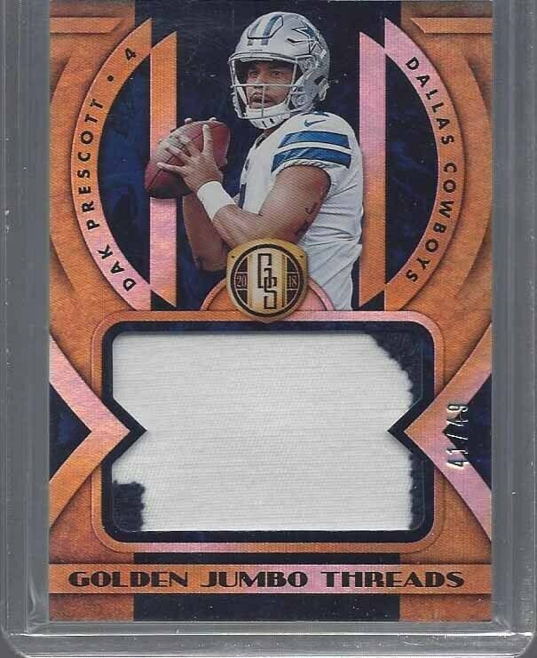 DAK PRESCOTT 2018 GOLD STANDARD GOLDEN JUMBO THREADS PATCH #D 41/49