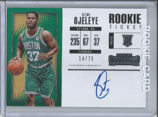 SEMI OJELEYE 2017-18 PANINI CONTENDERS ROOKIE TICKET ON CARD AUTO RC #D 14/75