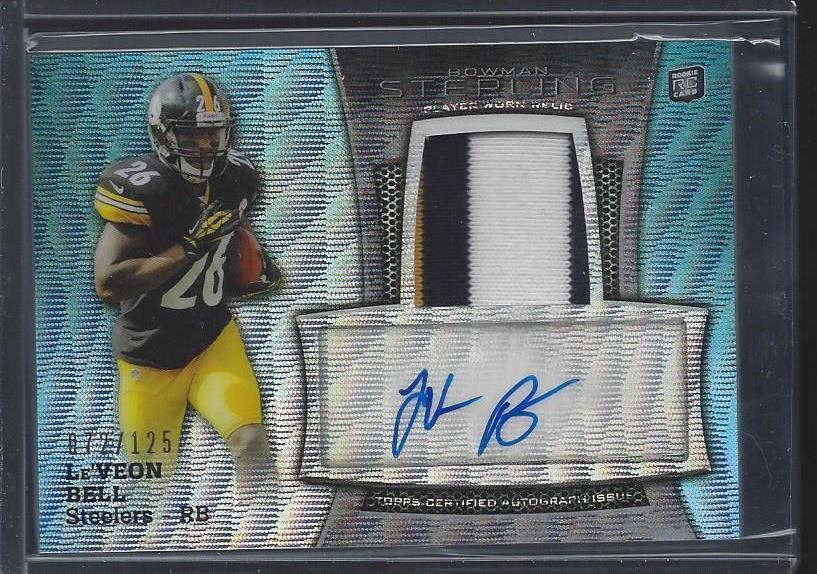 LE'VEON BELL 2013 BOWMAN STERLING BLUE WAVE REFRACTOR RPA PATCH AUTO RC #D /125