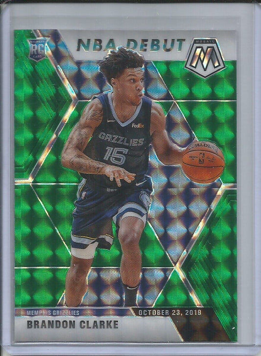 BRANDON CLARKE 2019-20 PANINI MOSAIC NBA DEBUT GREEN PRIZM ROOKIE RC #277