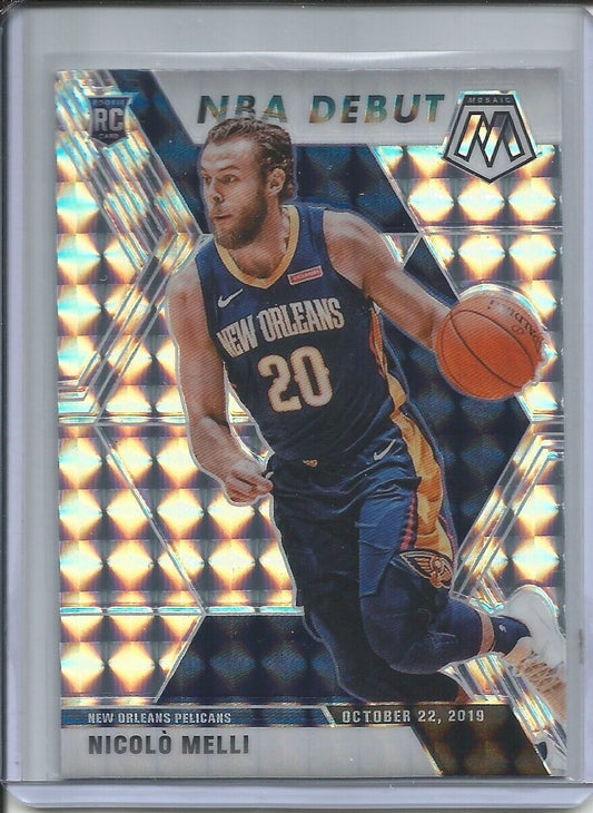 NICOLO MELLI 2019-20 PANINI MOSAIC NBA DEBUT SILVER WAVE PRIZM ROOKIE RC #279
