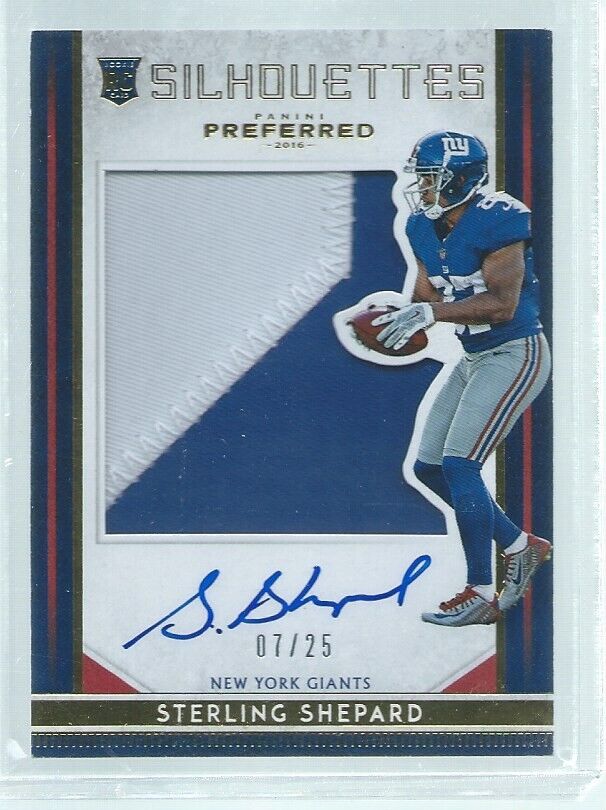 STERLING SHEPARD 2016 PREFERRED SILHOUETTE GOLD PATCH ON CARD AUTO RC #D 7/25