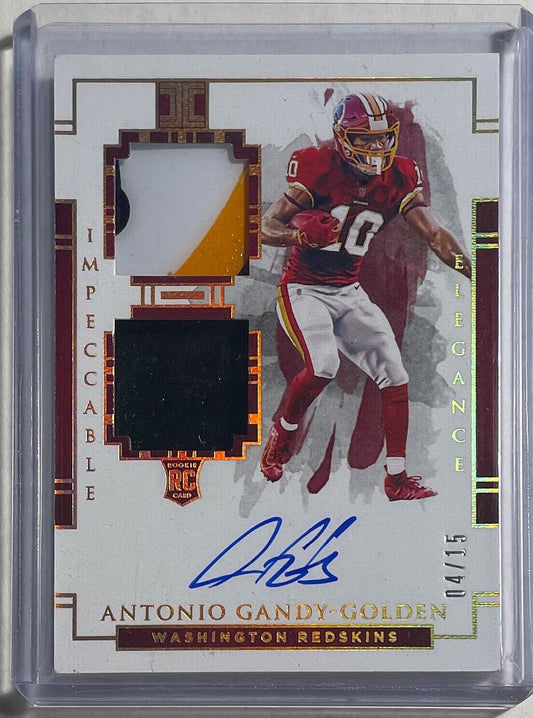ANTONIO GANDY-GOLDEN 2020 PANINI IMPECCABLE DUAL PATCH AUTO ROOKIE RC #D 04/15