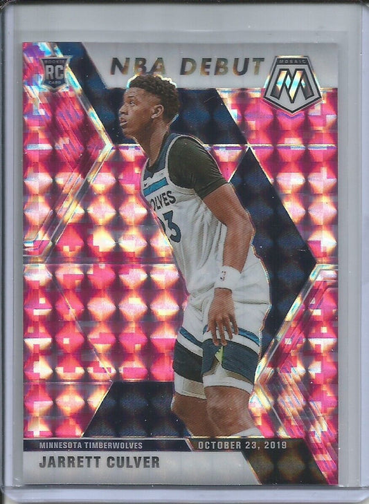 JARRETT CULVER 2019-20 PANINI MOSAIC NBA DEBUT CAMO PINK PRIZM ROOKIE RC #263