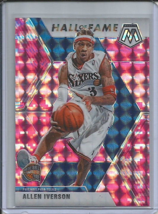 ALLEN IVERSON 2019-20 PANINI MOSAIC HALL OF FAME CAMO PINK PRIZM 76ERS #287