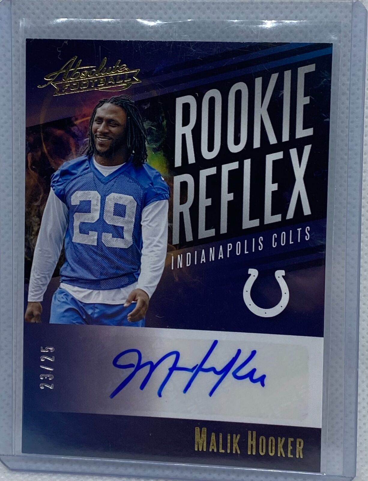 MALIK HOOKER 2017 PANINI ABSOLUTE ROOKIE REFLEX GOLD AUTO RC #D 23/25