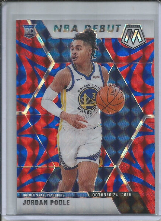 JORDAN POOLE 2019-20 PANINI MOSAIC NBA DEBUT REACTIVE BLUE PRIZM ROOKIE RC #261