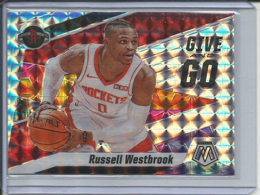 RUSSELL WESTBROOK 2019-20 PANINI MOSAIC GIVE AND GO SILVER WAVE PRIZM #11