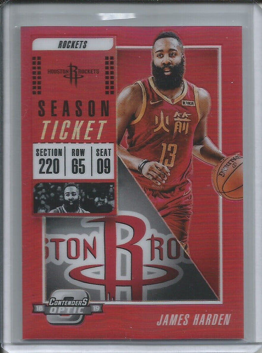 JAMES HARDEN 2019-20 PANINI CONTENDERS OPTIC SEASON TICKET RED HOLO PRIZM #7