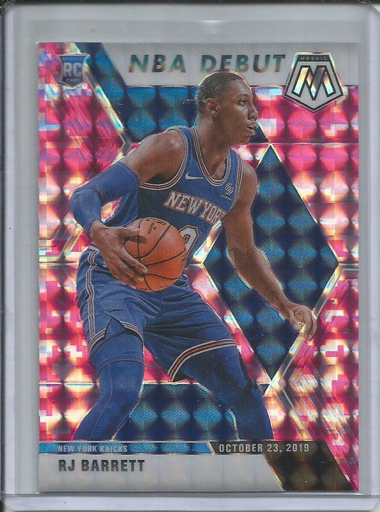 RJ BARRETT 2019-20 PANINI MOSAIC NBA DEBUT CAMO PINK PRIZM ROOKIE RC KNICKS #270