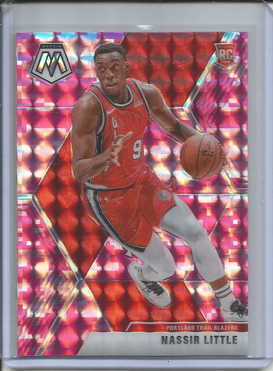 NASSIR LITTLE 2019-20 PANINI MOSAIC CAMO PINK PRIZM ROOKIE RC BLAZERS #247