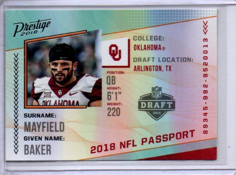 BAKER MAYFIELD 2018 PANINI PRESTIGE NFL PASSPORT ROOKIE RC #PP-BM