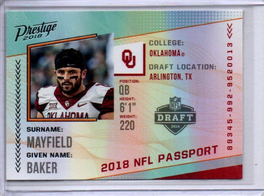 BAKER MAYFIELD 2018 PANINI PRESTIGE NFL PASSPORT ROOKIE RC #PP-BM