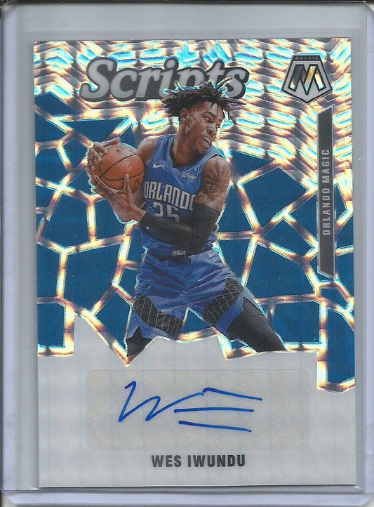WES IWUNDU 2019-20 PANINI MOSAIC SCRIPTS AUTOGRAPH AUTO SILVER WAVE PRIZM