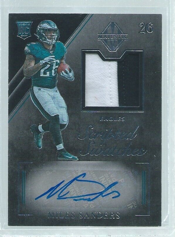 MILES SANDERS 2019 MAJESTIC SCRIPTED SWATCHES 2-COLOR PATCH AUTO RC #D 52/99