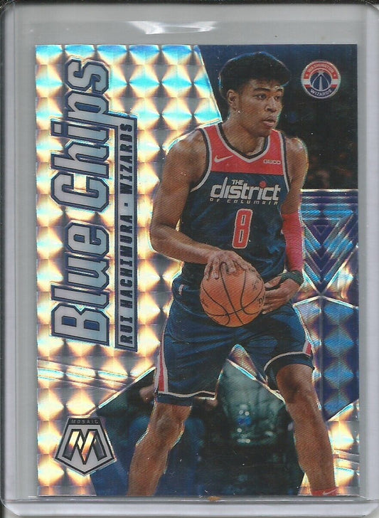 RUI HACHIMURA 2019-20 PANINI MOSAIC BLUE CHIPS SILVER WAVE PRIZM ROOKIE RC #9