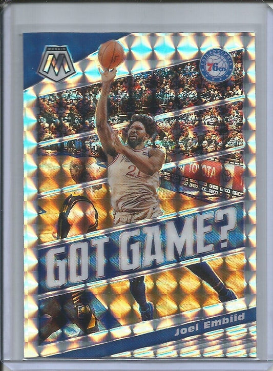 JOEL EMBIID 2019-20 PANINI MOSAIC GOT GAME SILVER WAVE PRIZM #22
