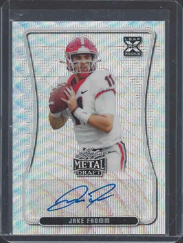 JAKE FROMM 2020 LEAF METAL DRAFT X BLUE WAVE PRIZM PRISMATIC AUTO RC #D 19/50