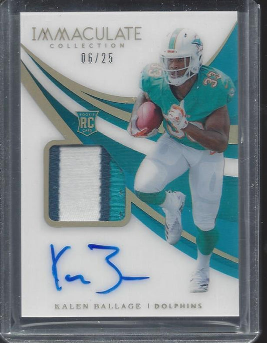 KALEN BALLAGE 2018 IMMACULATE ACETATE RPA GOLD 3 COLOR PATCH AUTO RC #D 6/25