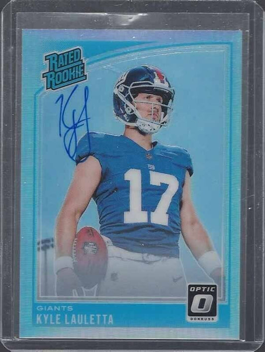KYLE LAULETTA 2018 DONRUSS OPTIC RATED ROOKIE SILVER HOLO ON CARD AUTO RC #D /99