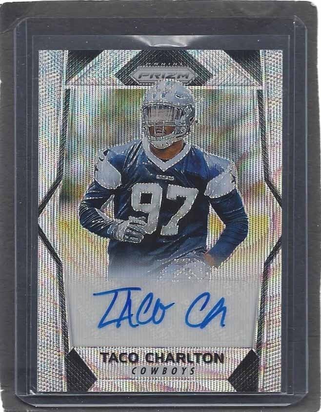 TACO CHARLTON 2017 PANINI PRIZM BLUE WAVE PRIZMS COWBOYS ROOKIE AUTO RC #D /149