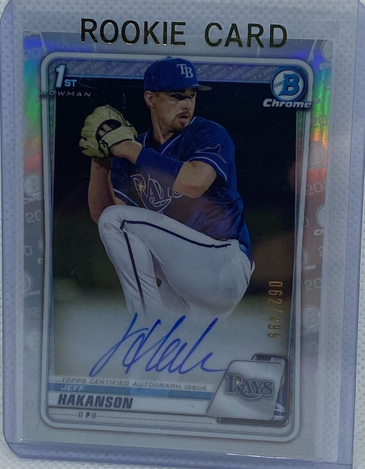 JEFF HAKANSON 2020 TOPPS 1ST BOWMAN CHROME PROSPECTS REFRACTOR AUTO #D 62/499