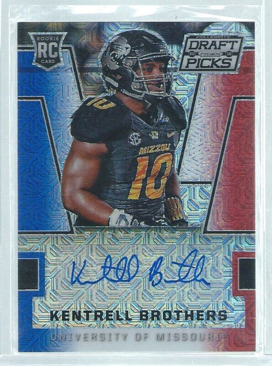 KENTRELL BROTHERS 2016 COLLEGIATE DRAFT PICKS RED WHITE BLUE AUTO RC #D 9/25