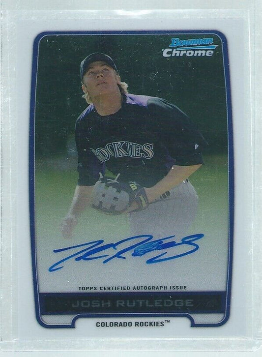 JOSH RUTLEDGE 2012 TOPPS BOWMAN CHROME ON CARD AUTO PROSPECT