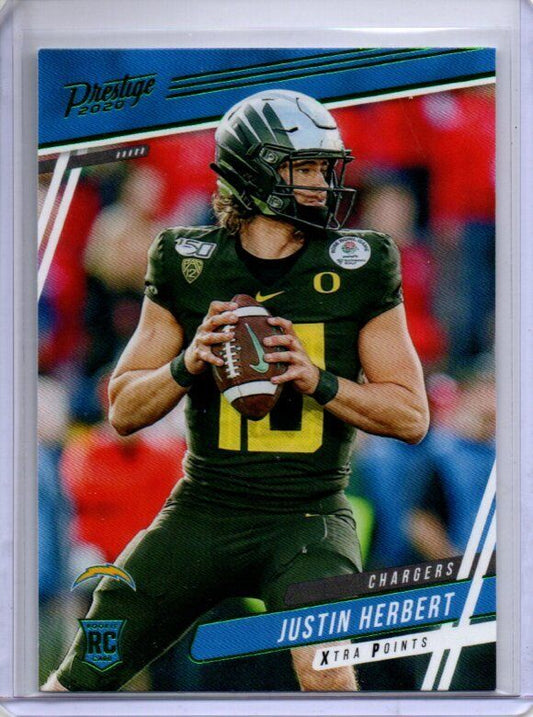 JUSTIN HERBERT 2020 PANINI PRESTIGE GREEN XTRA POINTS ROOKIE RC #266