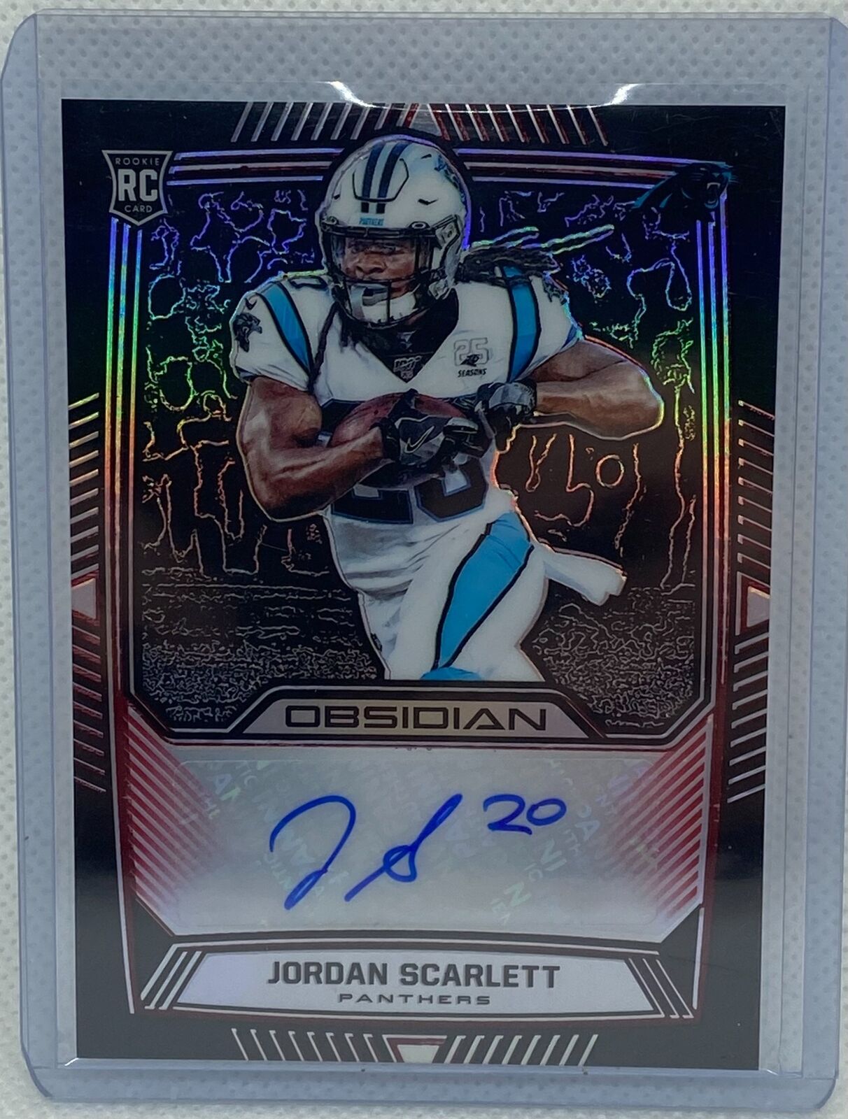 JORDAN SCARLETT 2019 PANINI OBSIDIAN ELECTRIC ETCH RED AUTO RC #D 10/10