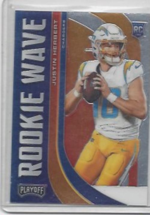 JUSTIN HERBERT 2020 PANINI PLAYOFF ROOKIE WAVE ROOKIE RC #RW-4