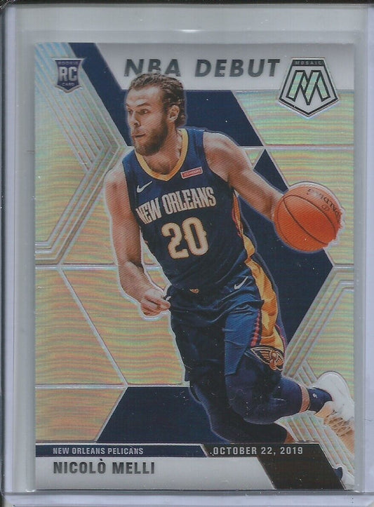 NICOLO MELLI 2019-20 PANINI MOSAIC NBA DEBUT SILVER PRIZM ROOKIE RC #279